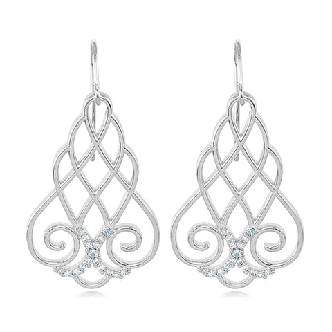 1/4 Carat Vintage Diamond Lattice Earrings in Sterling Silver