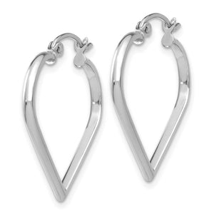 2mm, 14k White Gold Heart Hoop Earrings
