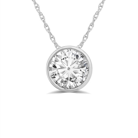 Floating White Gold Bezel Set Lab Grown Diamond Solitaire Necklace