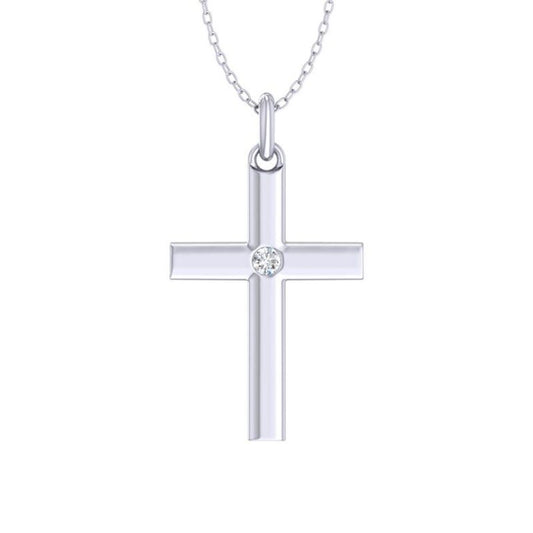 Lab Grown Accent Diamond Cross Necklace