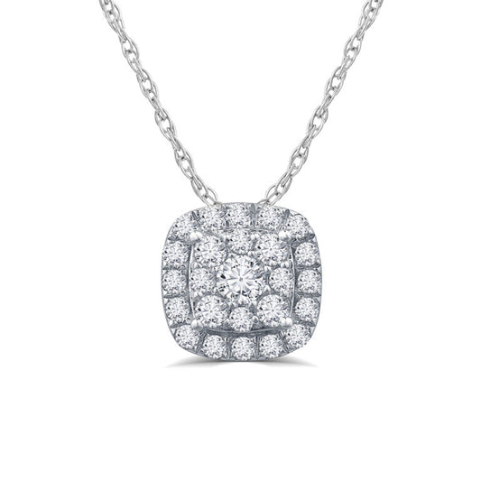 Exceptional Cushion Shaped White Gold Lab Grown Diamond Cluster Necklace