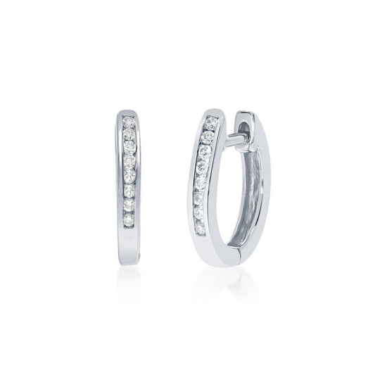 Dainty White Gold Lab Grown Diamond Huggie Earrings