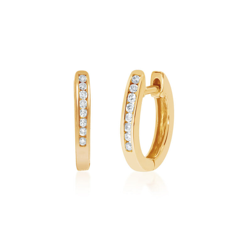 Dainty Yellow Gold Lab Grown Diamond Huggie Earrings