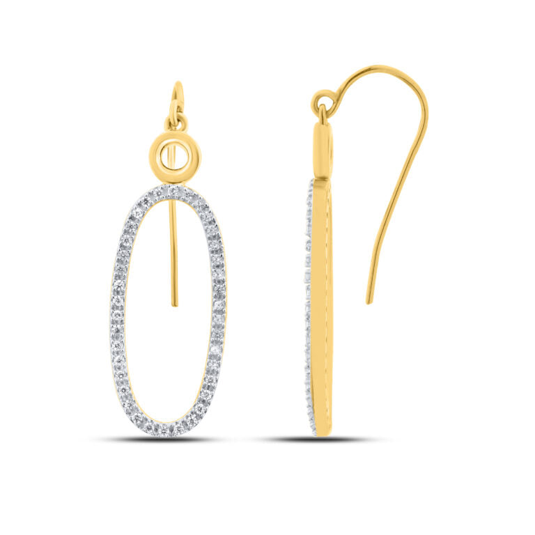 Lab Grown Oval Shape Dangling Diamond Earrings