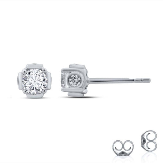 Lab Grown Hidden Accent Diamond Stud Earrings