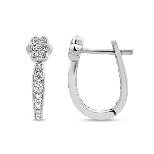 Floral Stud Inside Out Hoop Diamond Earring