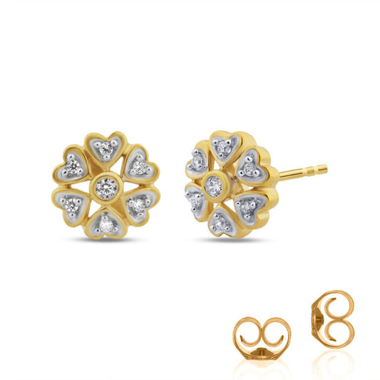 Lab Diamond Floral Earring With Heart Shaped Petals
