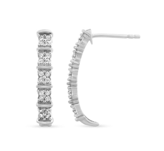 Lab Created J-Hoop Diamond Huggie Earrings