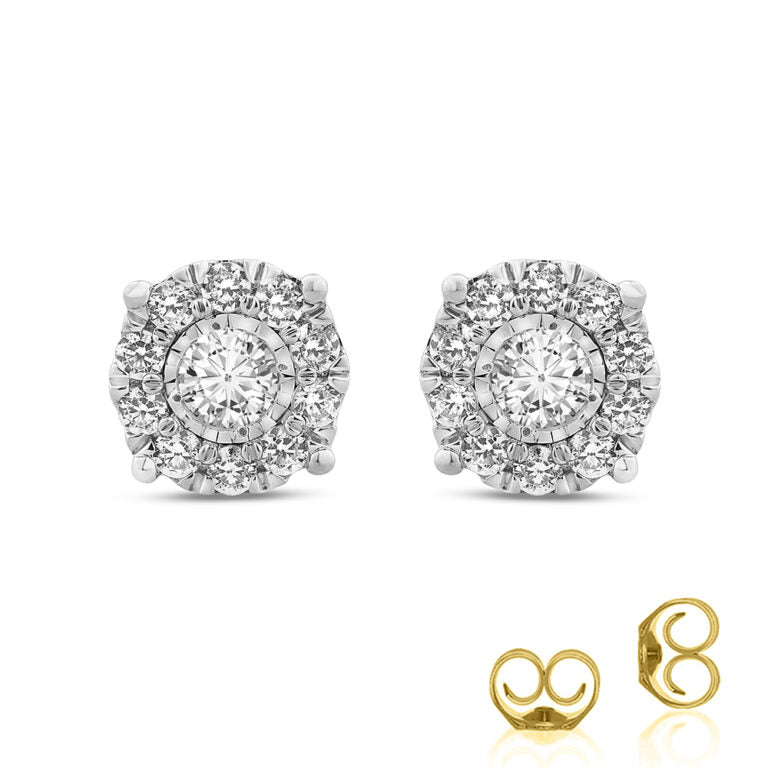 Lab Grown Illusion Set Round Halo Diamond Earring