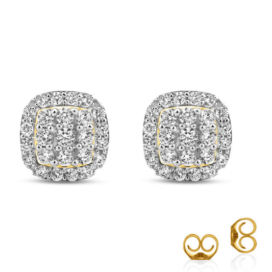 Cluster White Gold Cushion Lab Grown Diamond Earrings