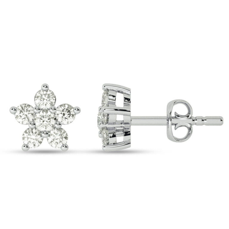 Floral Constellation White Gold Lab Grown Diamond Studs Earrings