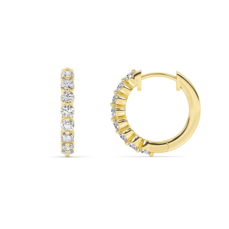 Lab Grown Shared Prong Diamond Hoop Earrings