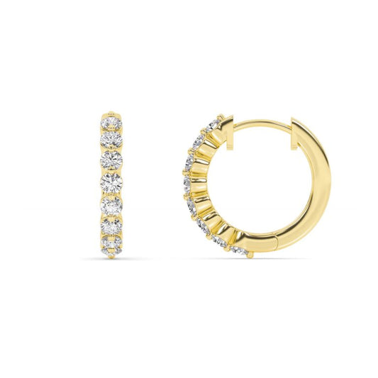 Lab Grown Shared Prong Diamond Hoop Earrings
