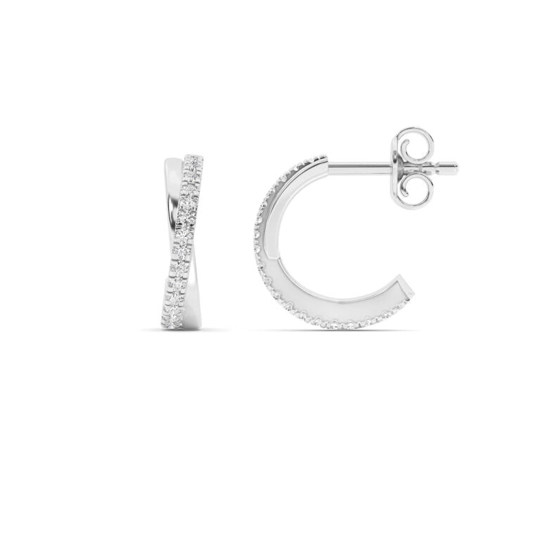 Gia Sterling Silver Dainty Lab Grown Diamond Huggie Earrings