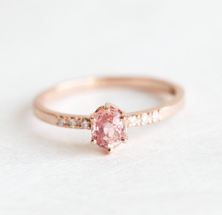 Eilian Peach Sapphire Diamond Ring