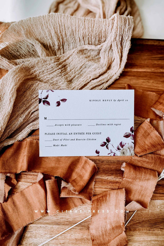 Fall Floral RSVP Card & Envelope | Elena