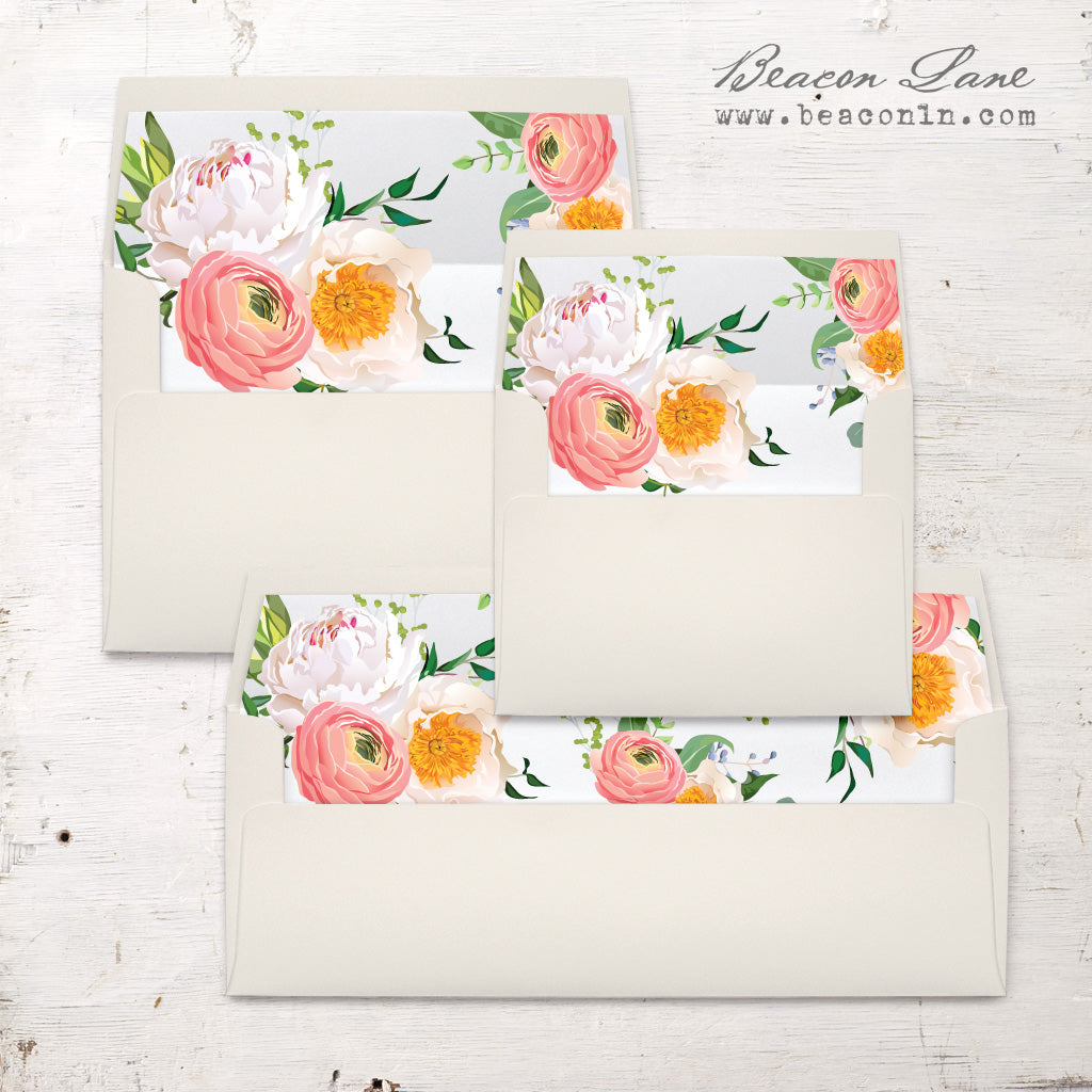 Elegant Coral Envelope Liners