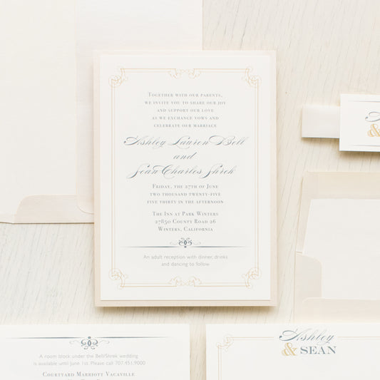 Elegant Ivory Script Wedding Invitations
