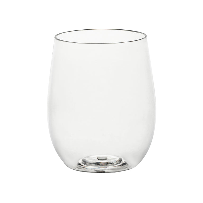 12 oz. Clear Elegant Stemless Plastic Wine Glasses