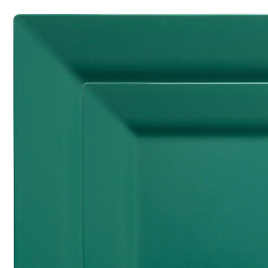 Hunter Green Square Plastic Plates Dinnerware Value Set