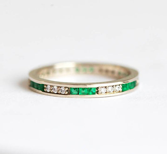 Emerald Wedding Band, Emerald Wedding Ring