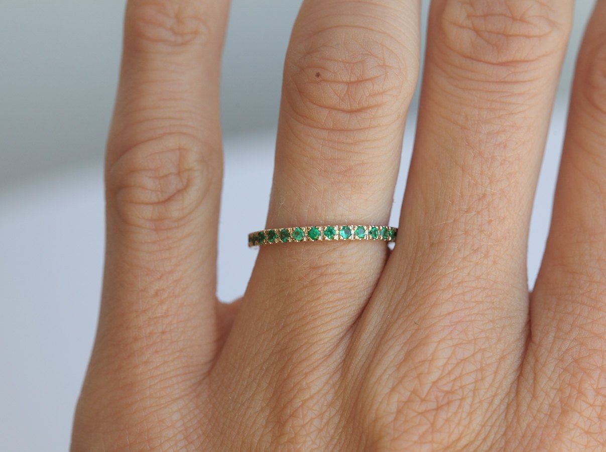 Emerald Wedding Ring, Emerald Wedding Band