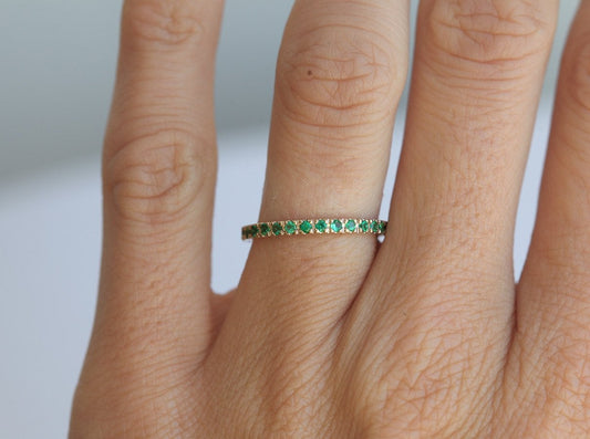 Emerald Wedding Ring, Emerald Wedding Band