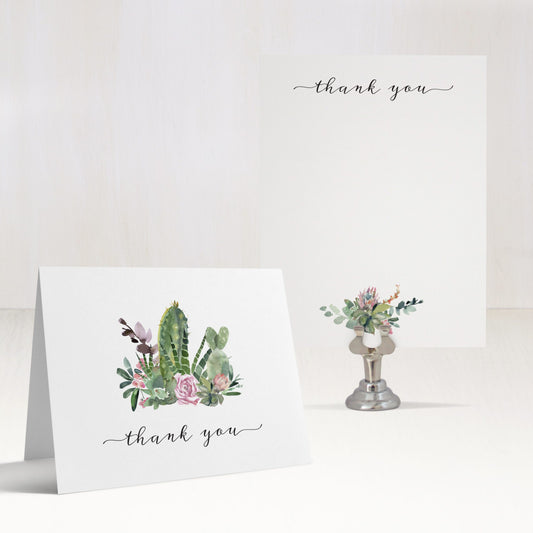 Emerald Cactus Thank You Cards