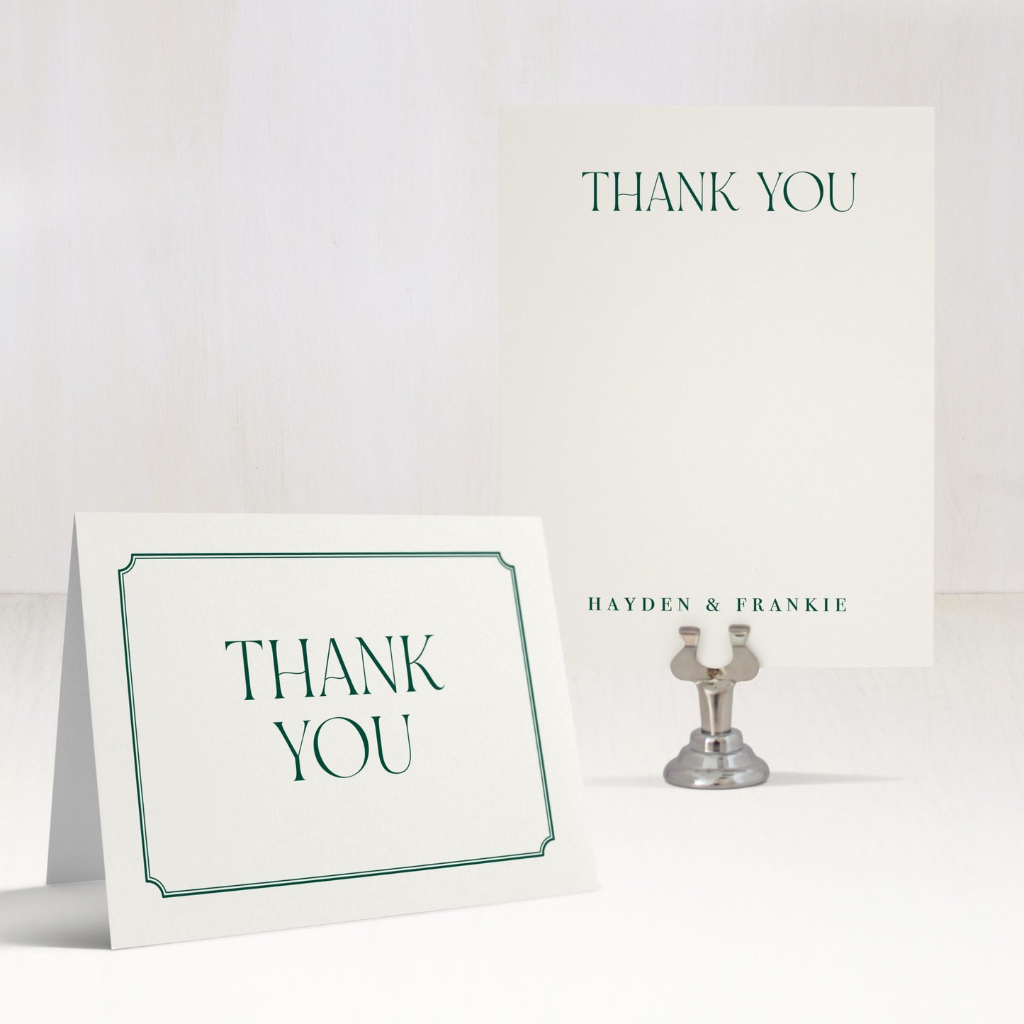 Emerald & Ivory Thank You Cards