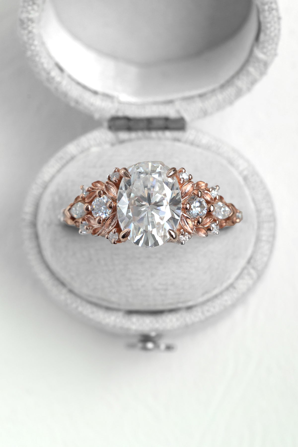 Eryn Leaf Oval Diamond Engagement Ring