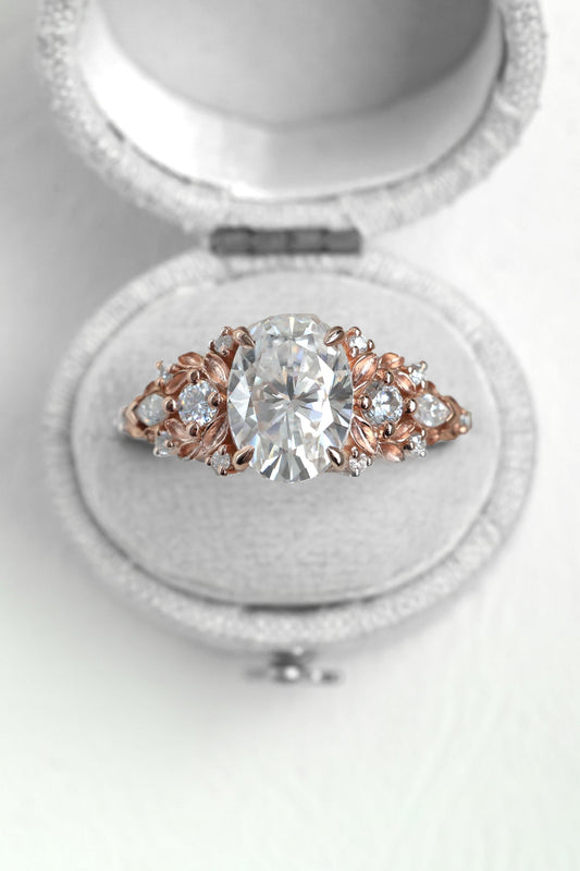 Eryn Leaf Oval Diamond Engagement Ring