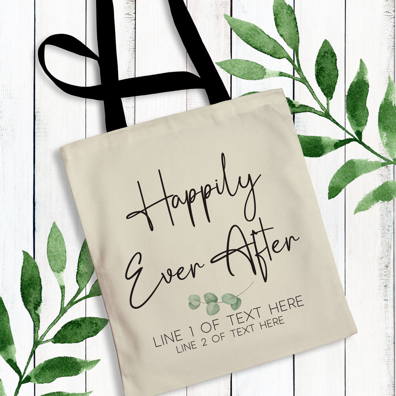 Eucalyptus Happily Ever After Wedding Tote Bags