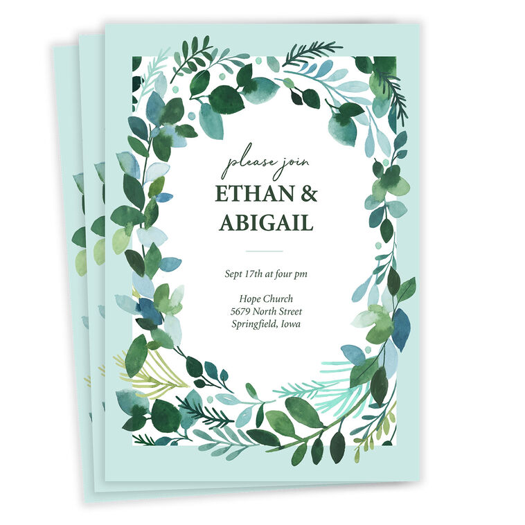 Eucalyptus Wreath Flat Wedding Invitation
