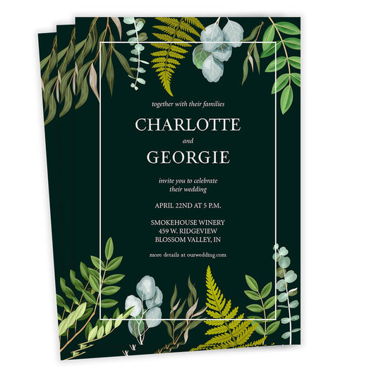 Lush Eucalyptus and Fern Wedding Invitation
