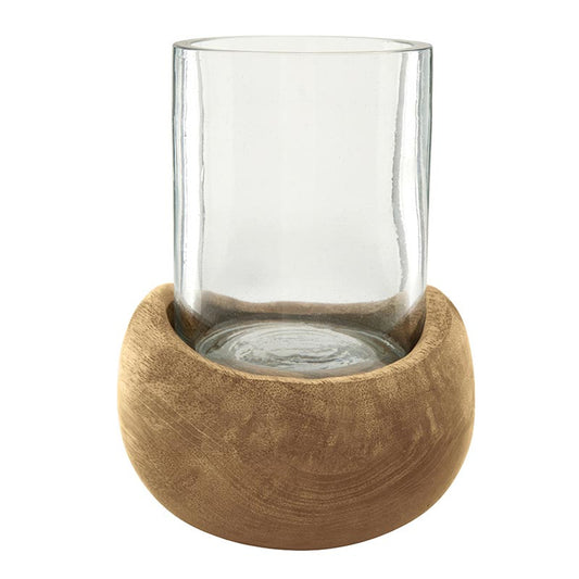 Wooden Glass Hurricane - Medium