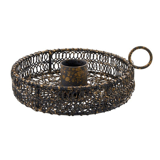 Woven Iron Taper Candle Holder