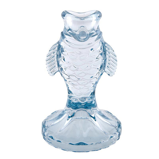 Blue Glass Fish Taper Candle Holder