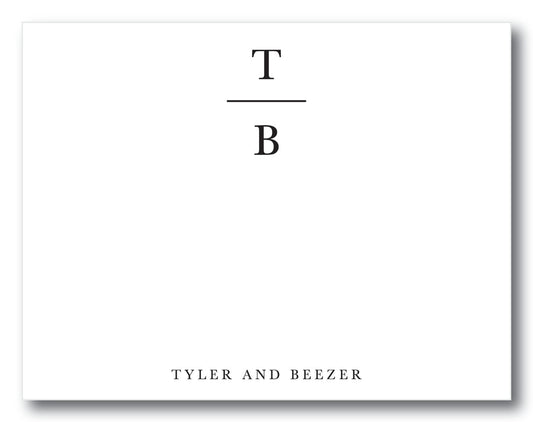 The Vertical Block Initials Flat Note Card