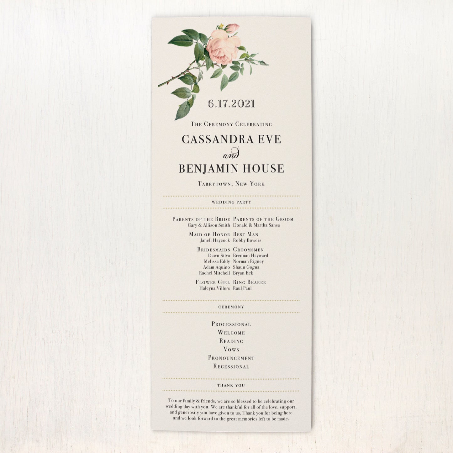 Ivory & Blush Flat Ceremony Programs
