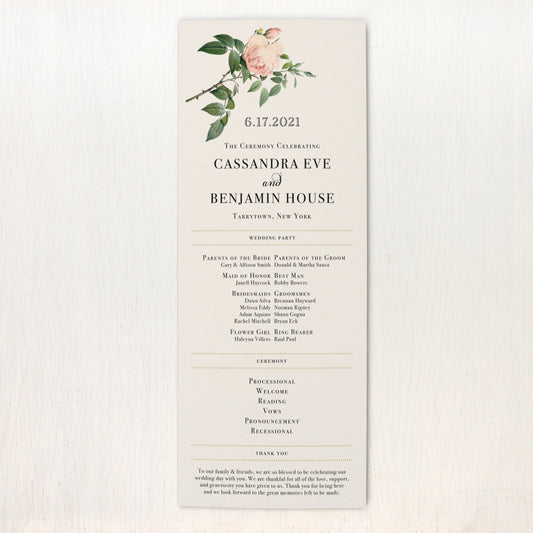 Ivory & Blush Flat Ceremony Programs
