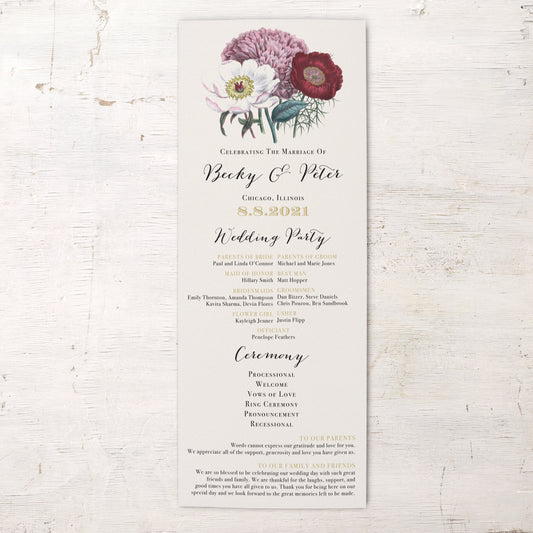 Floral Boho Flat Ceremony Programs