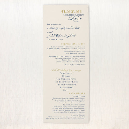 Elegant Navy Script Flat Ceremony Programs