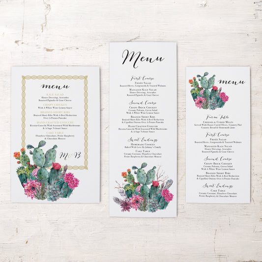 Desert Blooms Flat Menu Cards