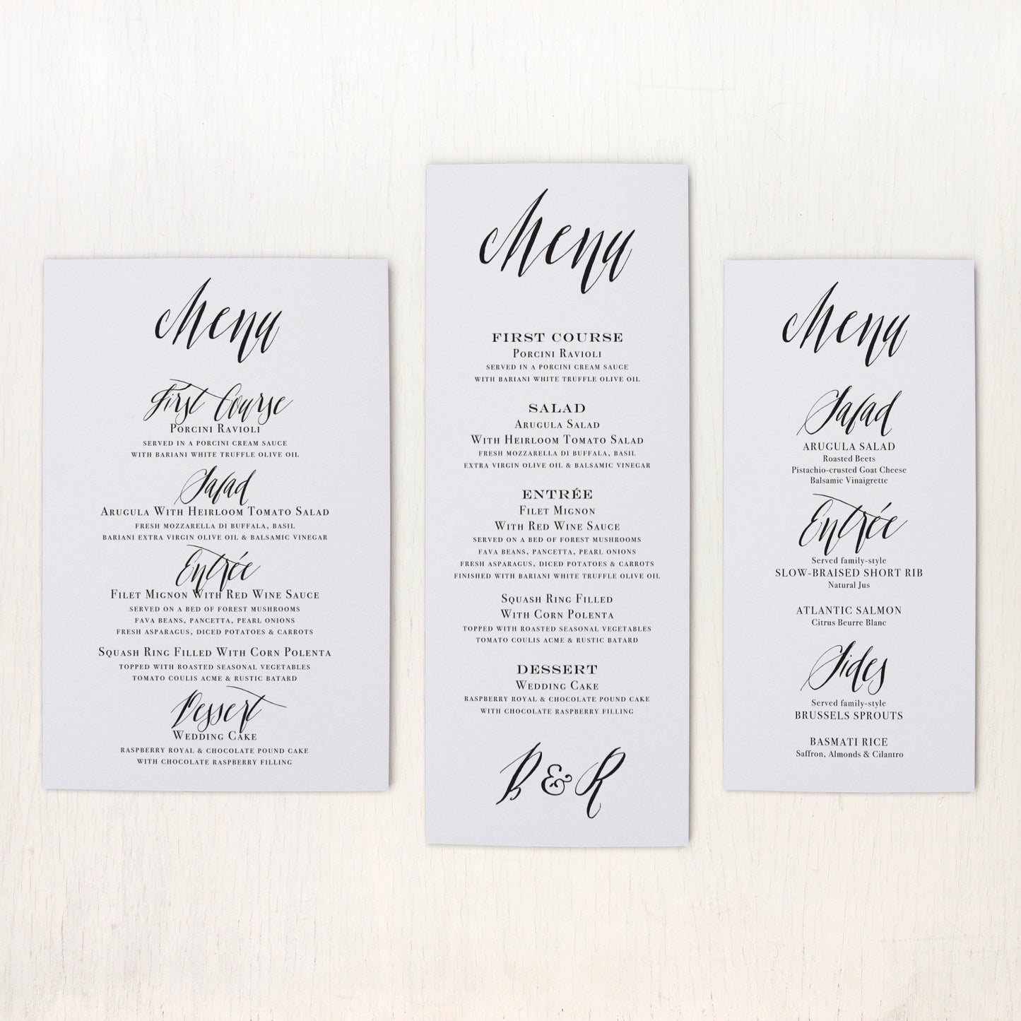 Modern Calligraphy Flat Menu Cards