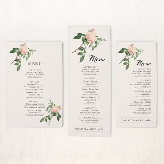 Ivory & Blush Flat Menu Cards