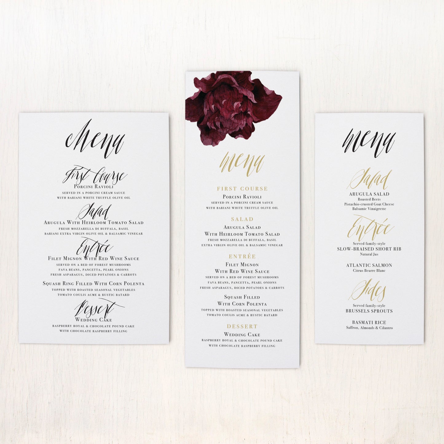 Modern Boho Flat Menu Cards