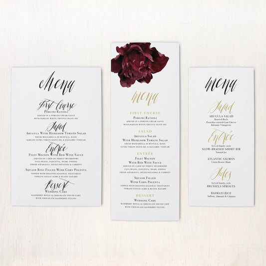 Modern Boho Flat Menu Cards