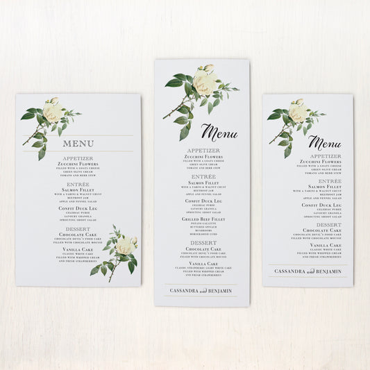 Ivory & White Flat Menu Cards
