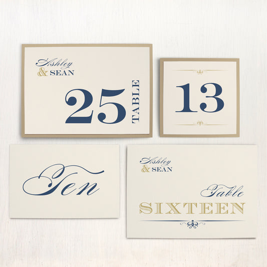 Elegant Navy Script Flat Table Numbers