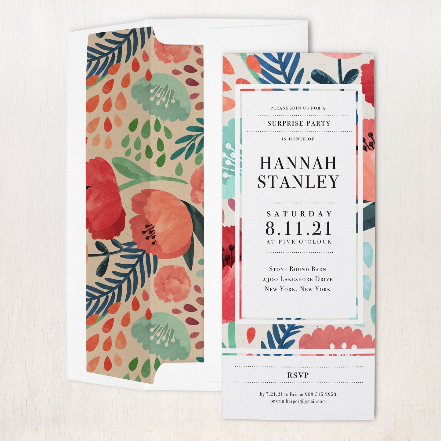 Floral Garden Surprise Party Invitations